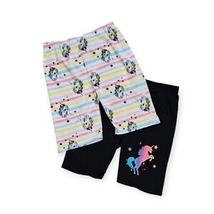 Lot of 2 - Girl's Multi-Colored & Black Unicorn Bike Shorts Size M 10/12